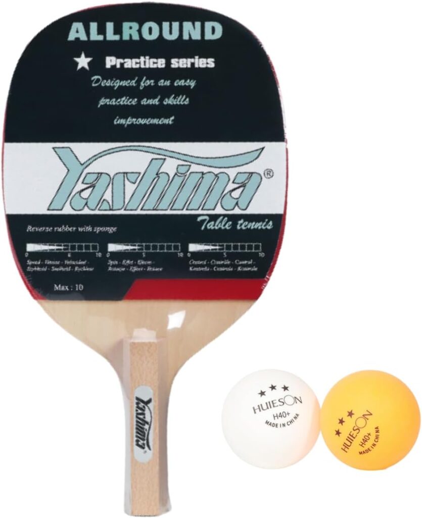 HUIESON Raquete Ping Pong Empunhadura Caneta Tênis de Mesa com Borracha + 2 Bolas Oficiais