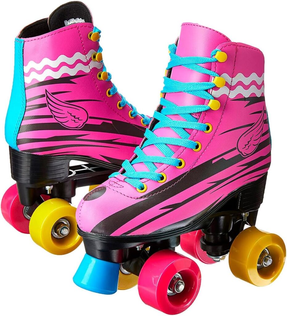 MEGA COMPRAS Patins Profissional Infantil 4 Rodas Roller Luna Rosa