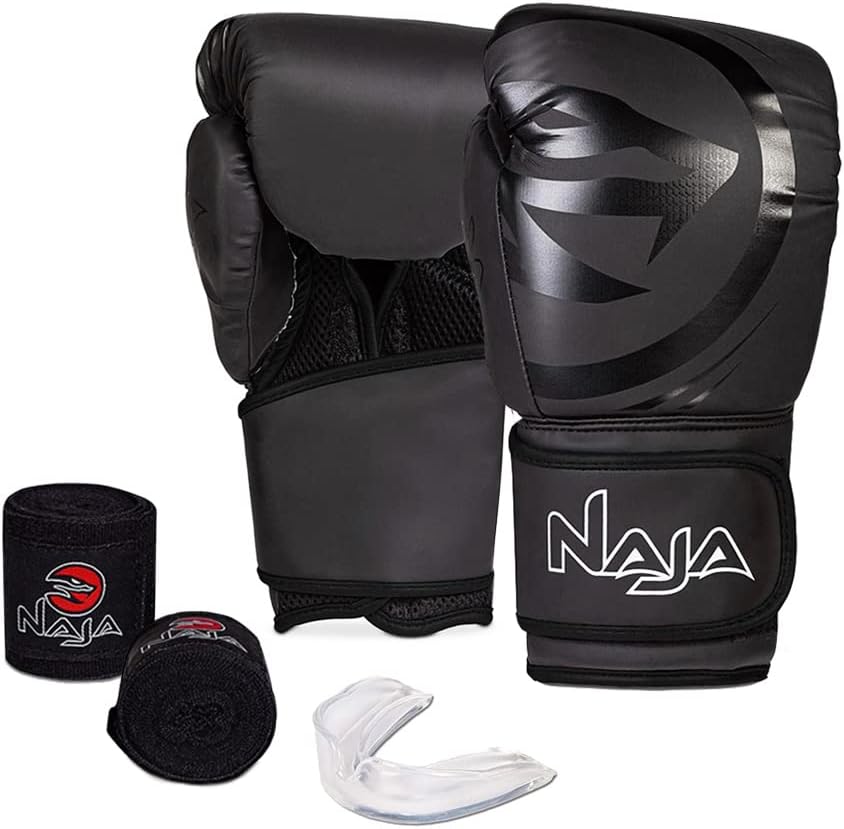 NAJA Kit Boxe e Muay Thai Luva + Bandagem + Bucal Naja Black Line ｜