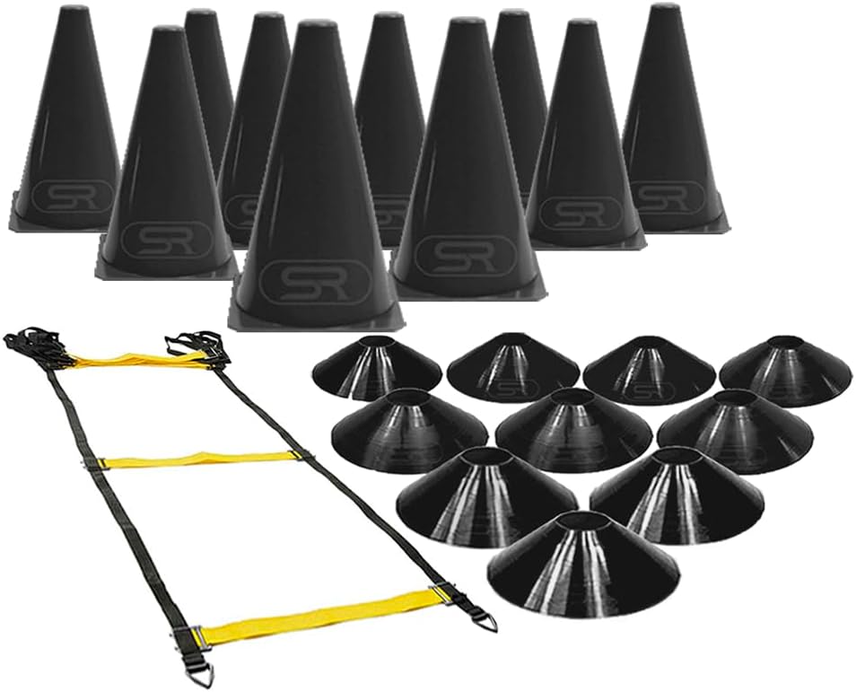 SPORTS RELIGION Escada de Agilidade + 10 Pratos + 10 Cones para Circuito