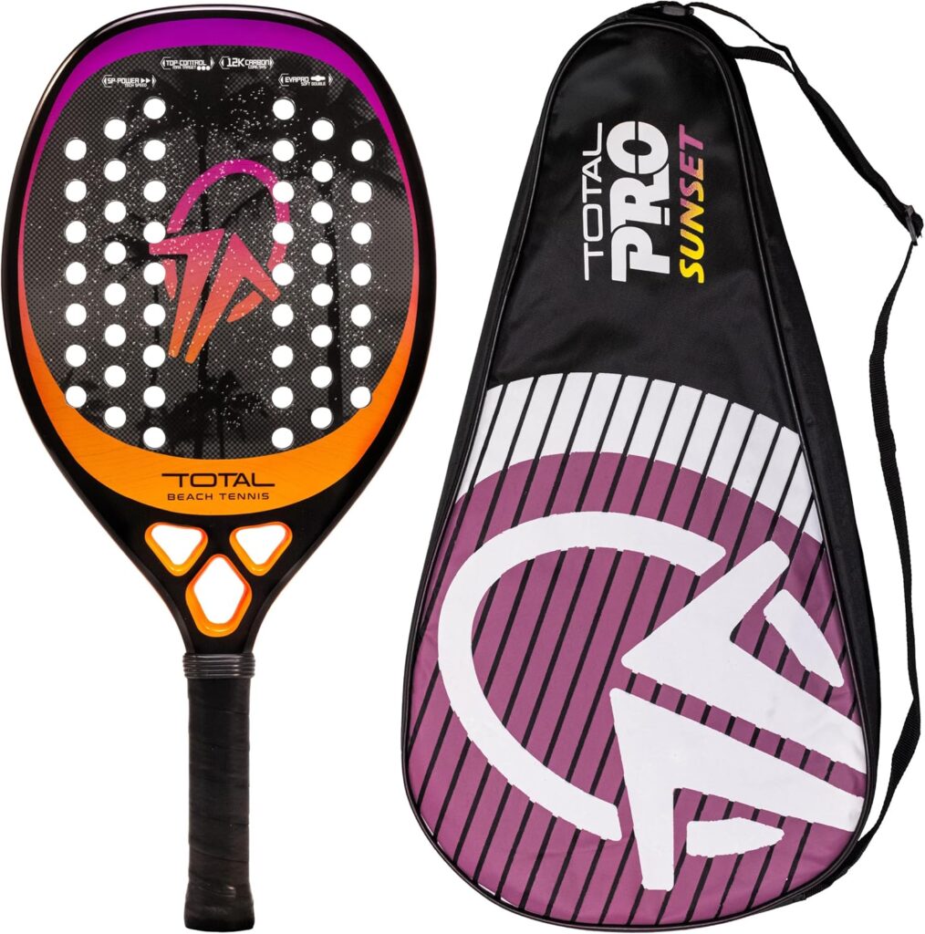 TOTAL BEACH TENNIS Raquete Beach Tennis Carbono 12k Total Pro Sunset + Capa
