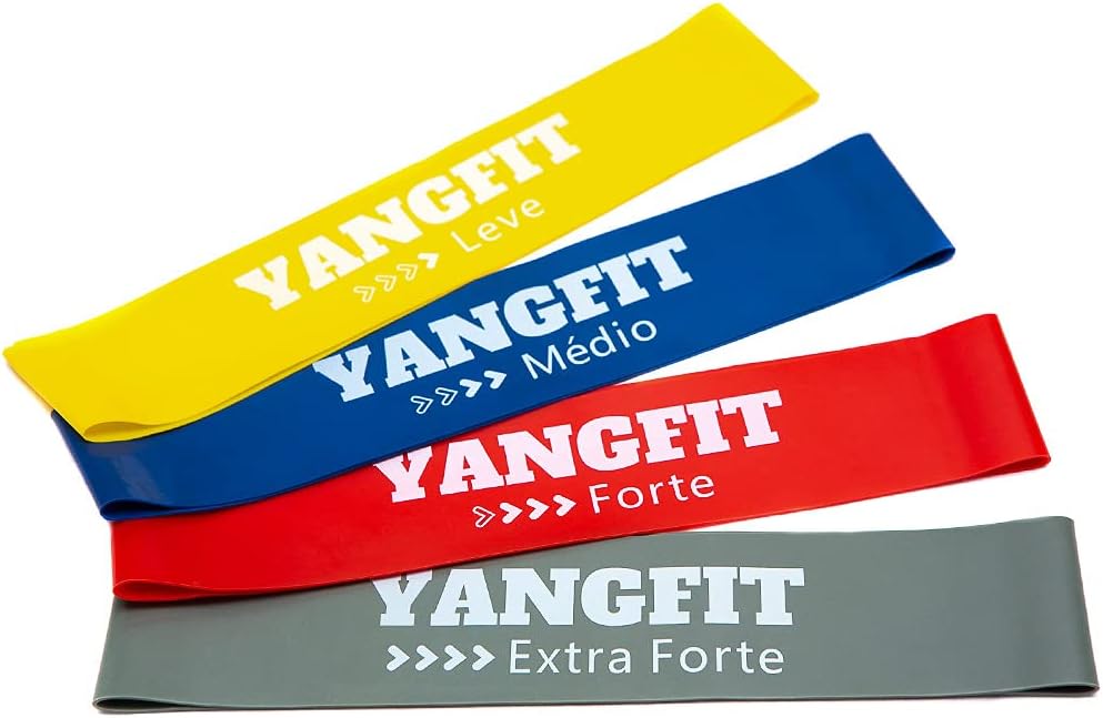 YANGFIT Kit Mini Band Faixas Elásticas Circulares 4 Intensidades ｜ 4MINIBAND